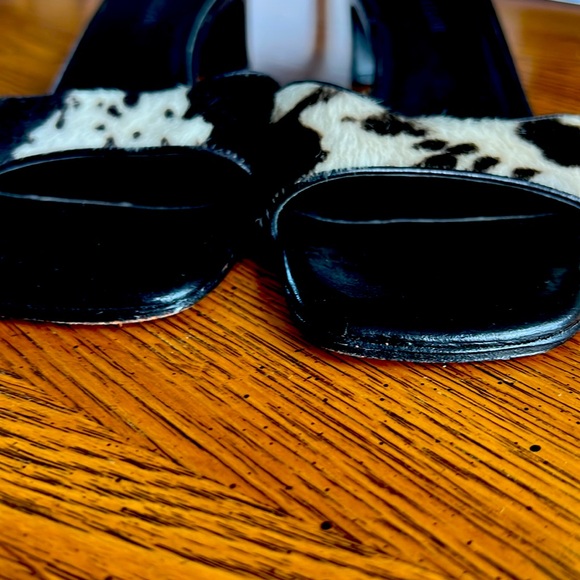 VTG Animal Fur Black&White AnnTaylor BlockHeelMule. S:7.5M.All Leather. Italy🎉 - Picture 3 of 7